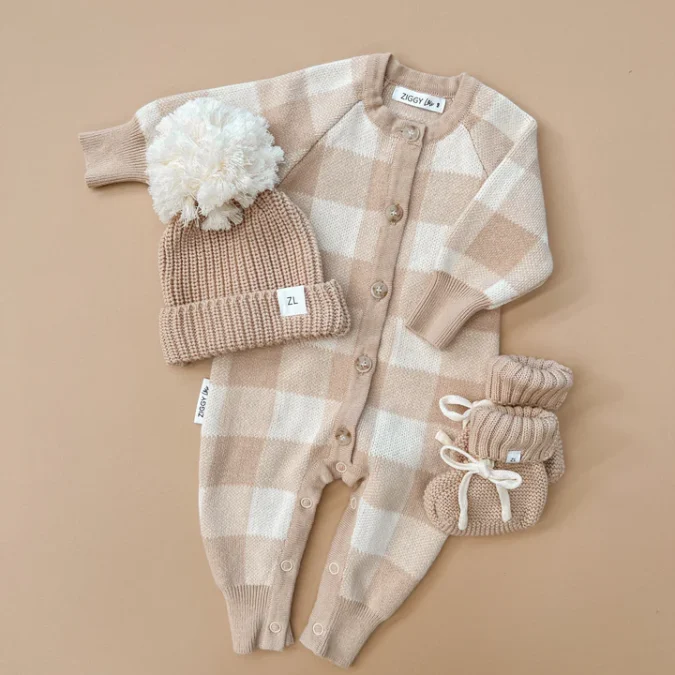 Ziggy Lou | Classic Knit Romper, Gingham - Image 5