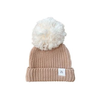 Gingham caramel beanie