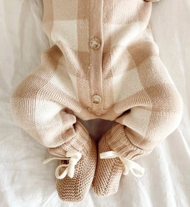 Ziggy Lou | Baby Booties, Gingham Caramel - Image 2