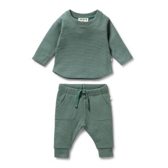 Wilson & Frenchy | Waffle Pants and Top Set, Pine Green