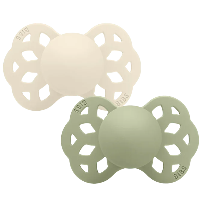 BIBS | Infinity Pacifier (Duo Pack) - Ivory/Sage, Size 2