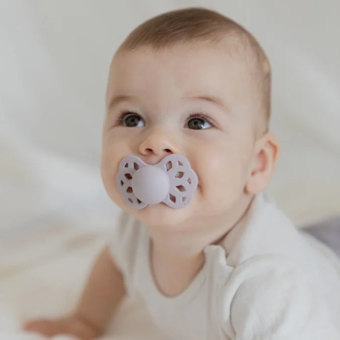 BIBS | Infinity Pacifier (Duo Pack) - Fossil Grey/Mauve, Size 1 - Image 4
