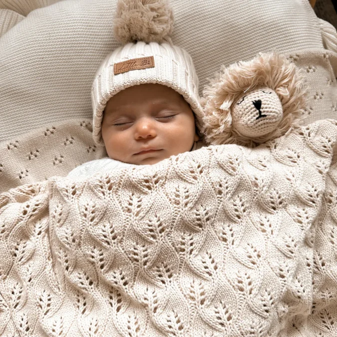Little B's Nursery | Knitted Baby Blanket, Honey Milk - Image 3