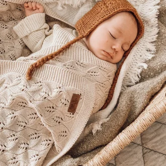 Little B's Nursery | Knitted Baby Blanket, Honey Milk
