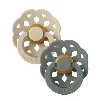 bibs pacifier set in Vanilla and Pine