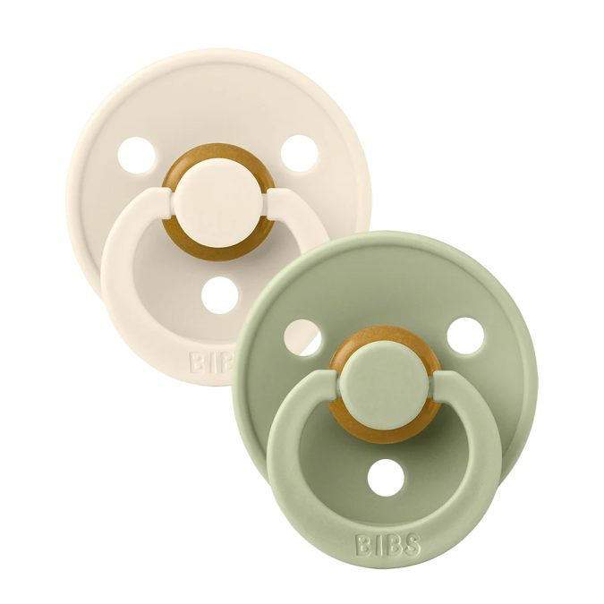 Bibs pacifiers ivory and sage