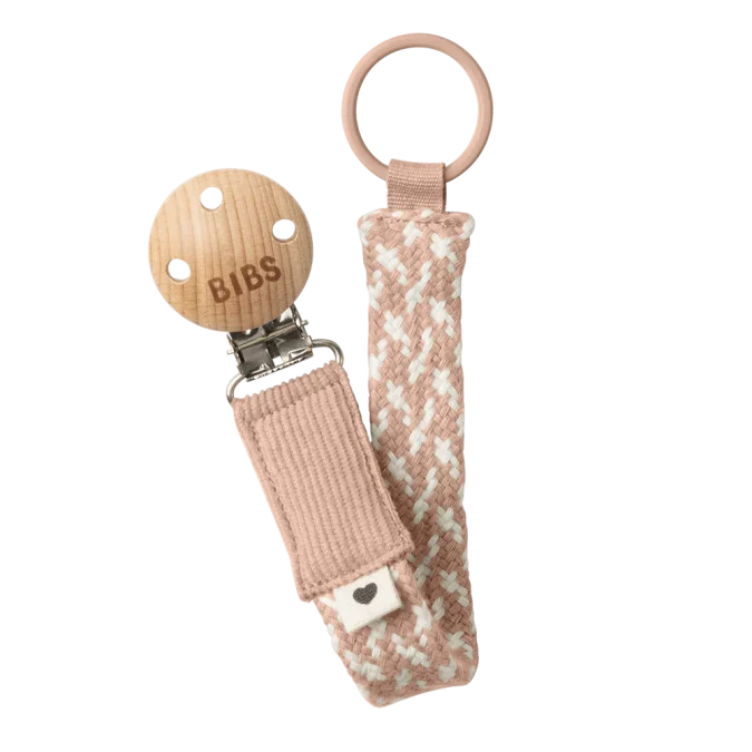 BIBS | Pacifier Clip, Blush & Ivory