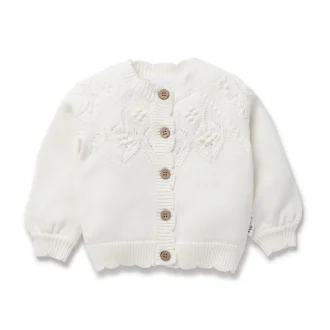Aster & Oak | Knitted Detailed Cardigan, Ivory White