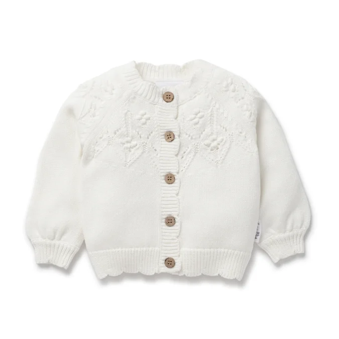 Aster & Oak | Knitted Detailed Cardigan, Ivory White