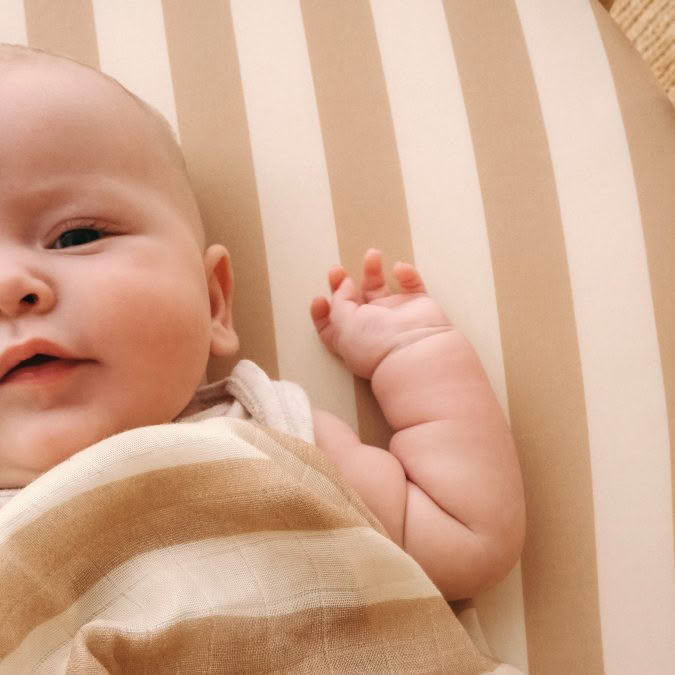 Fox & Fallow | Organic Bassinet Sheet, Coffee Stripe - Image 4