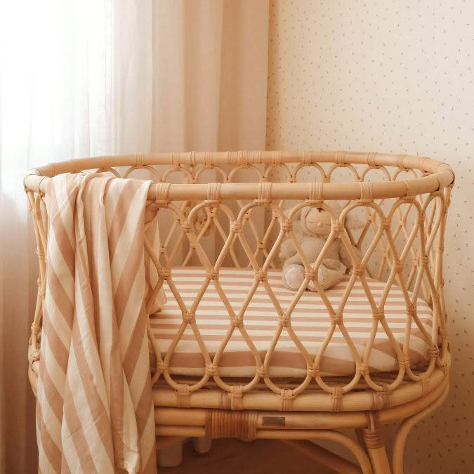 Fox & Fallow | Organic Bassinet Sheet, Coffee Stripe - Image 3