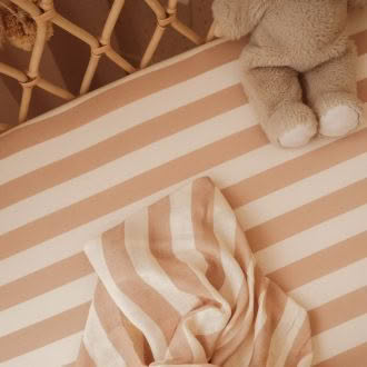 Fox & Fallow | Organic Bassinet Sheet, Coffee Stripe