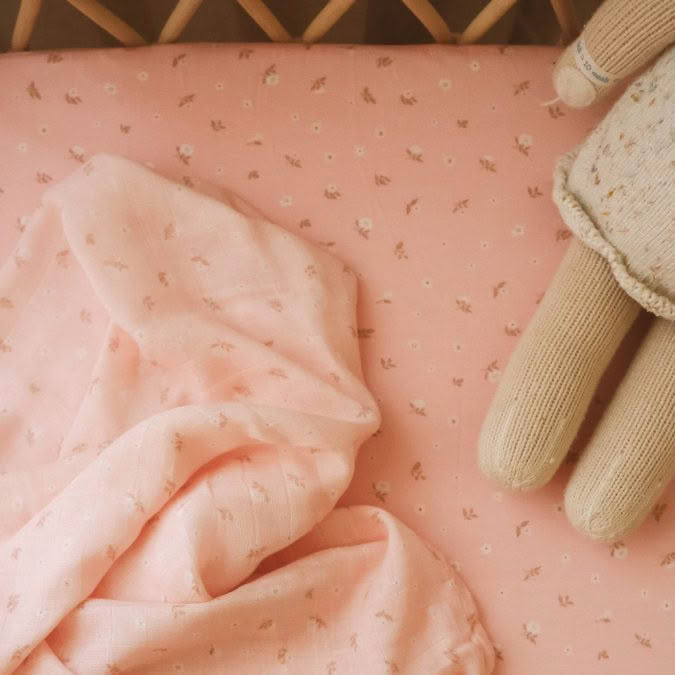 Fox & Fallow | Organic Cot Sheet, Dusty Roses - Image 3