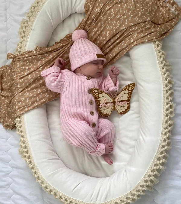 Little B's Nursery | Ribbed Baby Beanie, Candy Pink - Image 2
