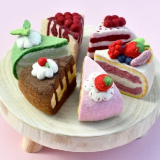 Tara Treasures | Felt Play Food, Strawberry Torte Slice