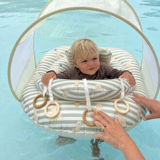 SUNNYLiFE | Interactive Baby Float, Duck Sage Stripe