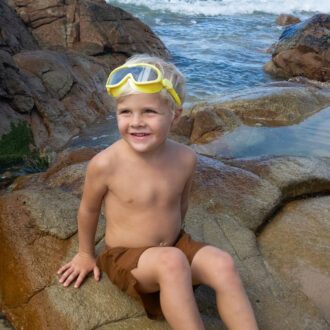 SUNNYLiFE | Kids Swim Mask, Salty the Shark Neon Yellow