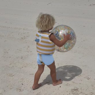 SUNNYLiFE | Kids Swim Vest, Sammy the Seagull Mustard Stripe